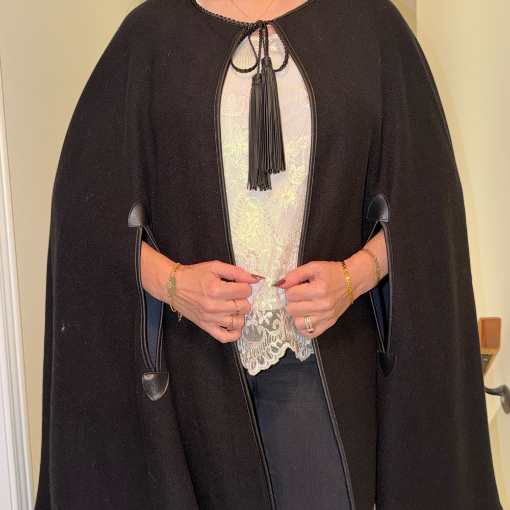 Do Everything in Love Black Cape with Tassel Detail